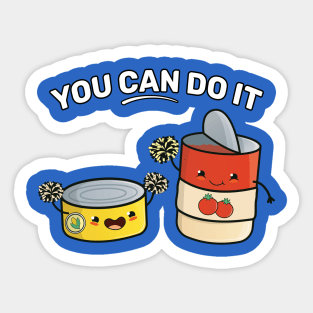 Funny Gym Workout Cartoon Graphic, You Can Do It Inspiring Quote Sticker